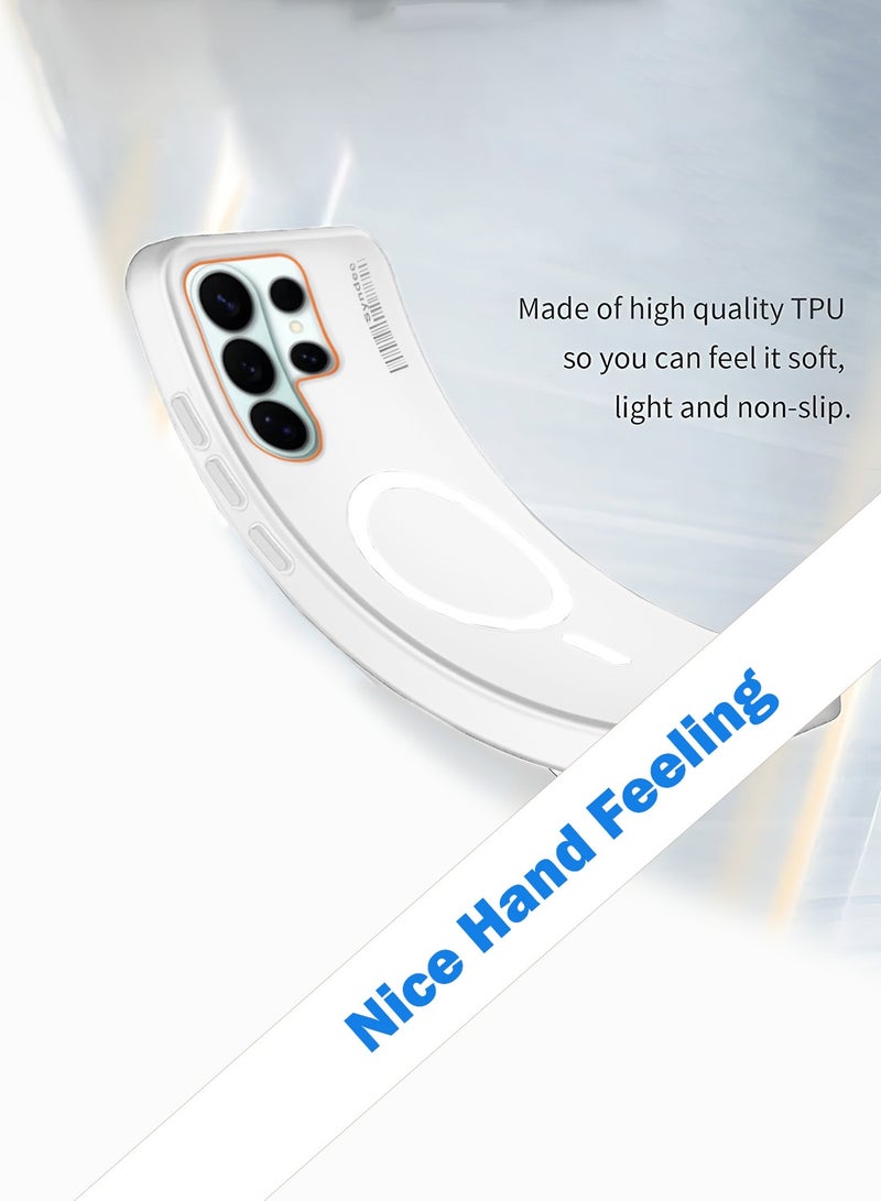 سيندي غطاء هاتف سامسونج جالاكسي S26 ألترا 5G 2026 من سلسلة سيندي، هجين نصف شفاف مع ماجسيف وشحن مغناطيسي، حواف مرتفعة للكاميرا، تصميم أنيق، أبيض (MCMPMN) - Image 3